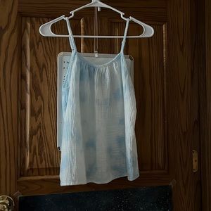Blue and white cloud tank top